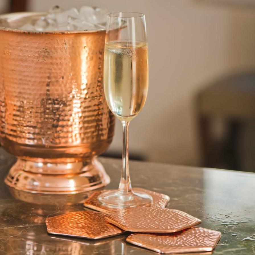 Barware * | Elm And Oak Barware Rose Gold Coasters (Set Of 4)