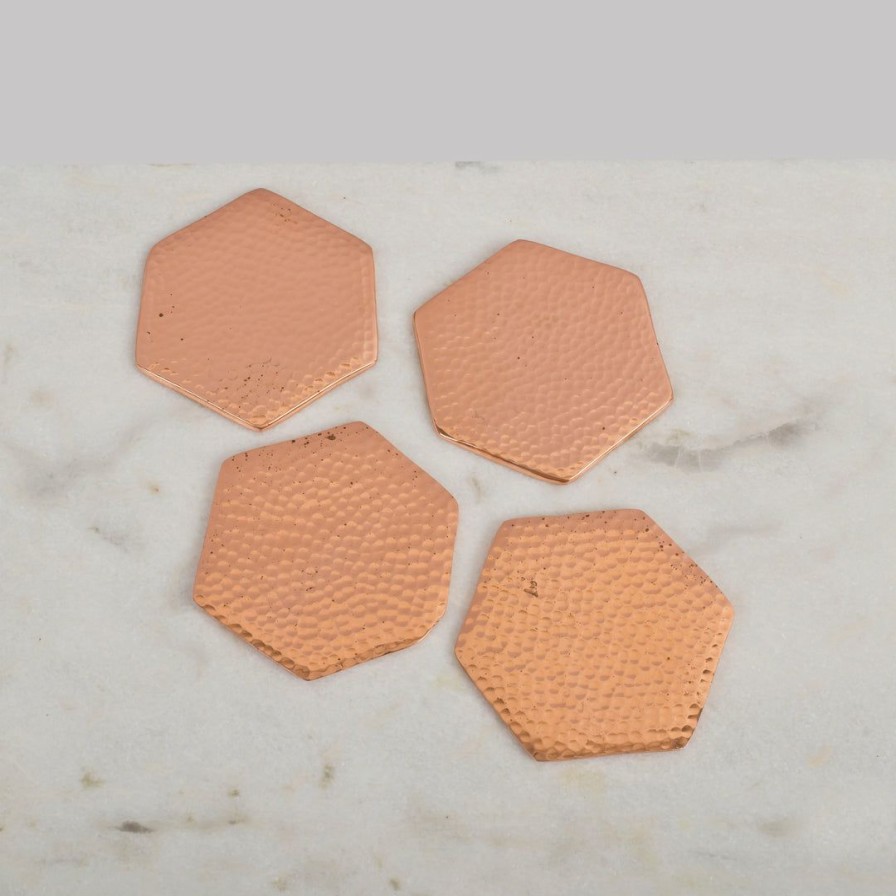 Barware * | Elm And Oak Barware Rose Gold Coasters (Set Of 4)