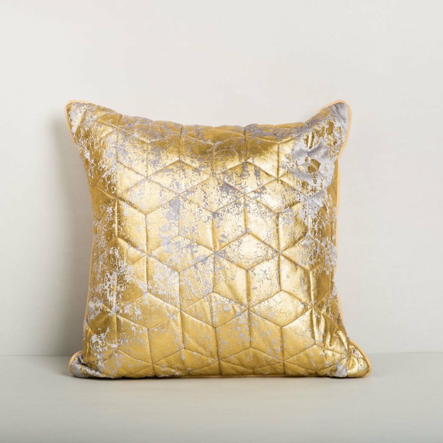 Textiles * | Elm And Oak Bright Gold Foil Printed Cushion