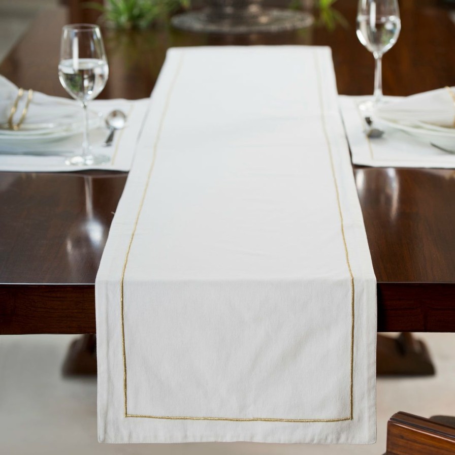 Textiles * | Elm & Oak Serena White Runner Textiles