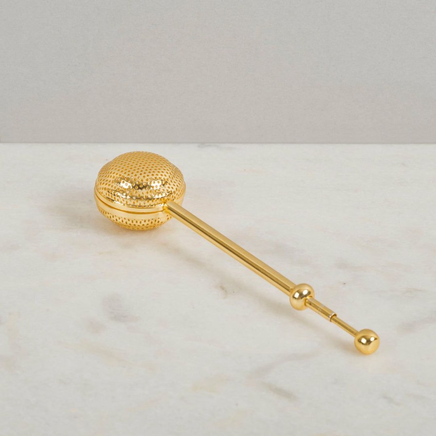 Table Top * | Elm & Oak Accessories English Flatball Tea Infuser (Gold)