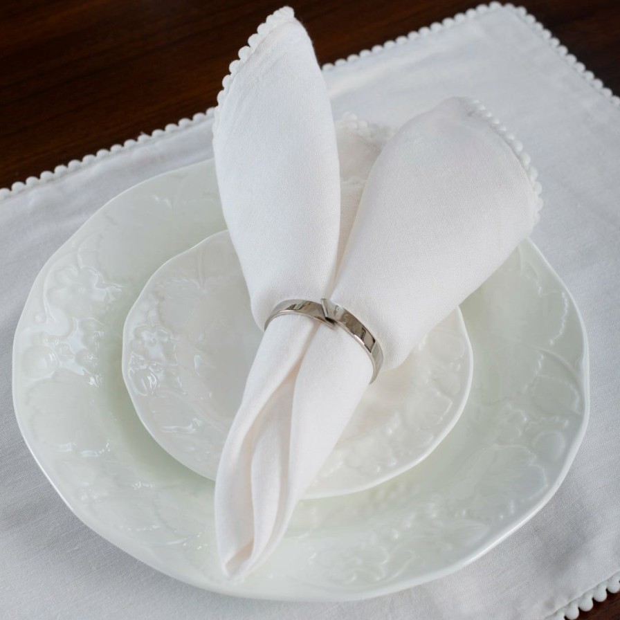 Textiles * | Elm & Oak Chloe White Napkins (Set Of 4)