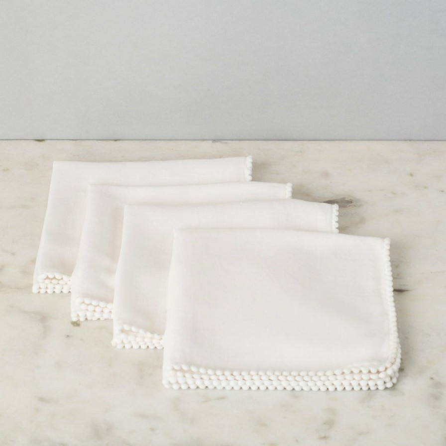 Textiles * | Elm & Oak Chloe White Napkins (Set Of 4)