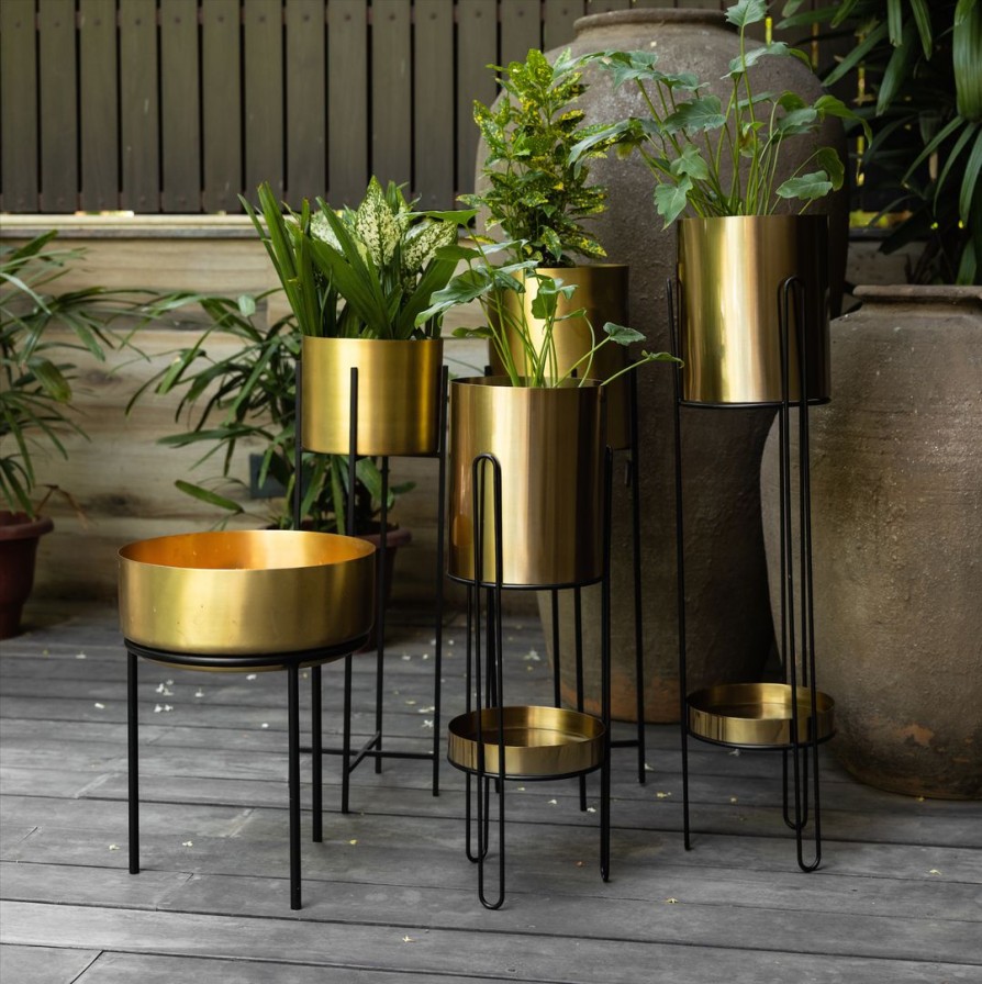 Table Top * | Elm & Oak Golden Haze Planters (Set Of 2) Accessories