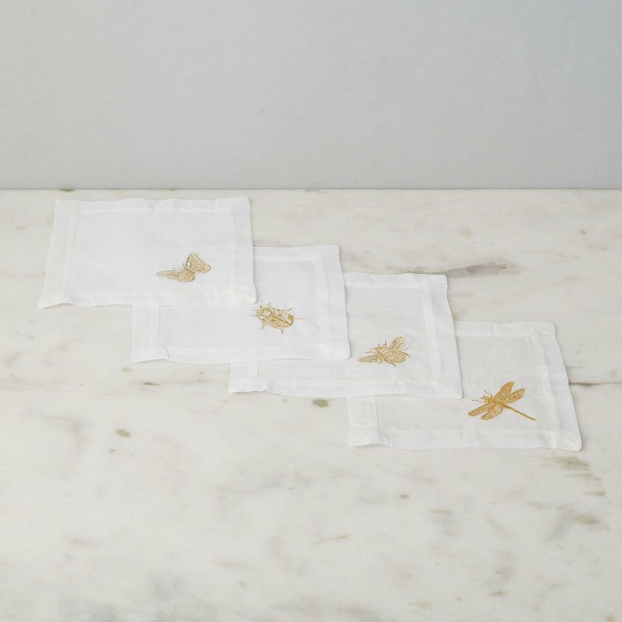 Textiles * | Elm & Oak Textiles Botanical Cocktail Napkins (Set Of 4)