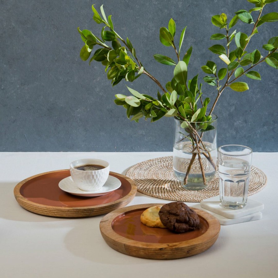 Table Top * | Elm And Oak Palmer Round Trays (Set Of 2) Table Top