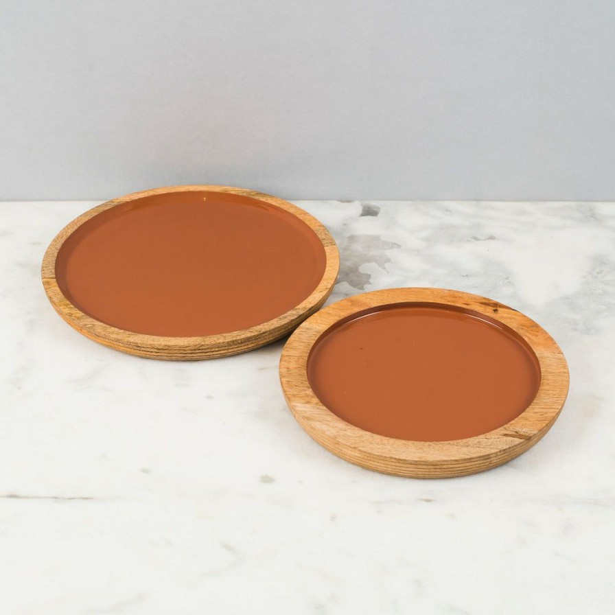 Table Top * | Elm And Oak Palmer Round Trays (Set Of 2) Table Top