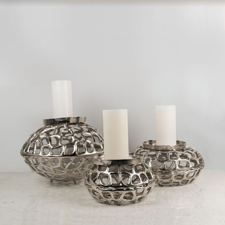 Table Top * | Elm And Oak Coral Reef Candle Holder (Set Of 3)