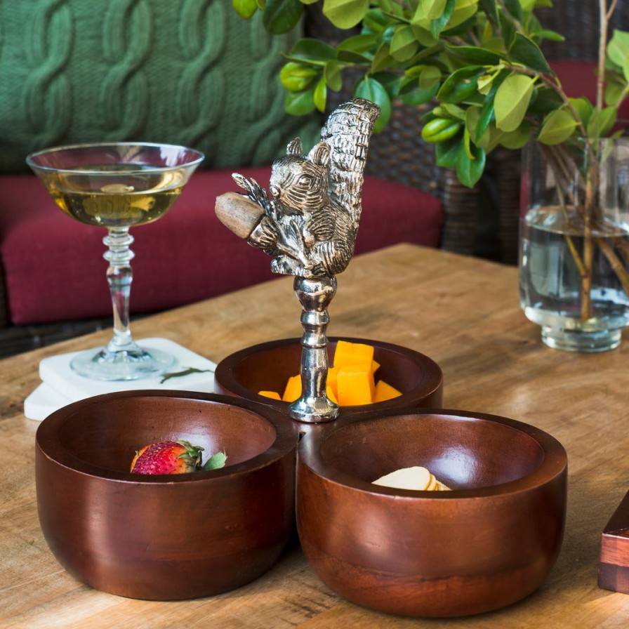 Table Top * | Elm And Oak Chestnut Oak And Squirrel Condiment Bowl Table Top