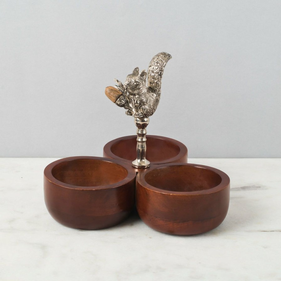 Table Top * | Elm And Oak Chestnut Oak And Squirrel Condiment Bowl Table Top