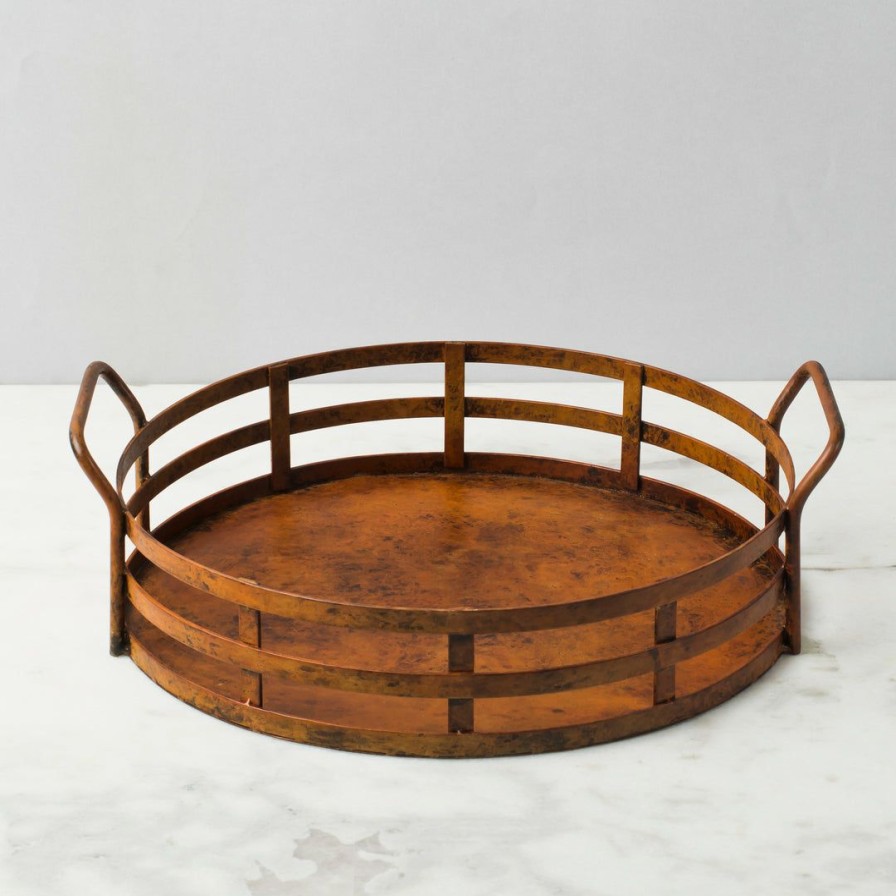 Table Top * | Elm & Oak Tuscan Round Tray (Large) Table Top