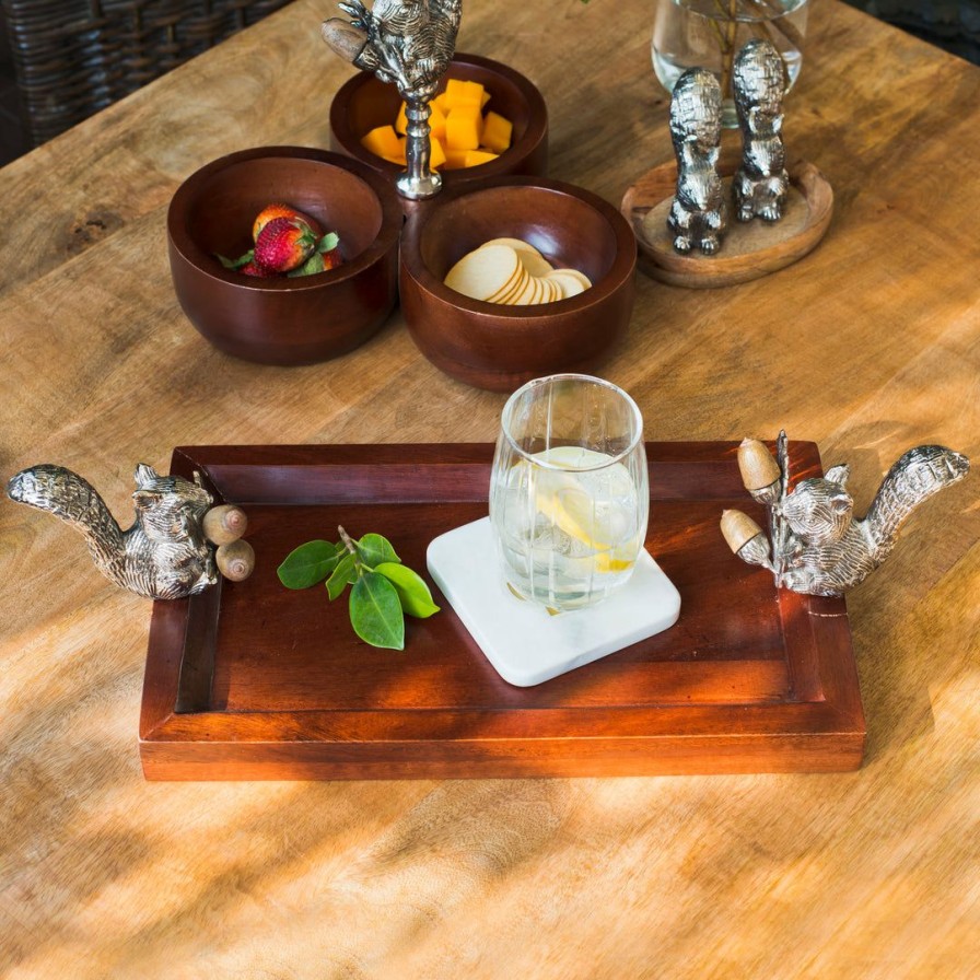 Table Top * | Elm And Oak Chestnut Oak And Squirrel Cheese Platter Table Top