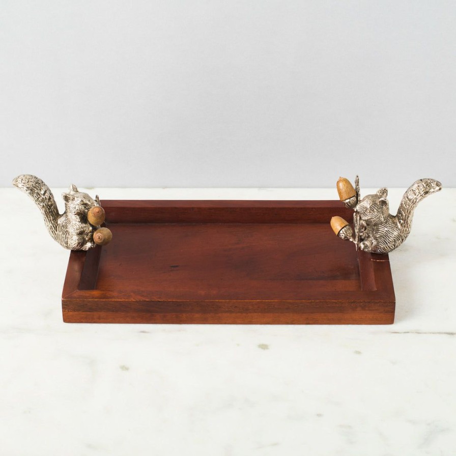 Table Top * | Elm And Oak Chestnut Oak And Squirrel Cheese Platter Table Top