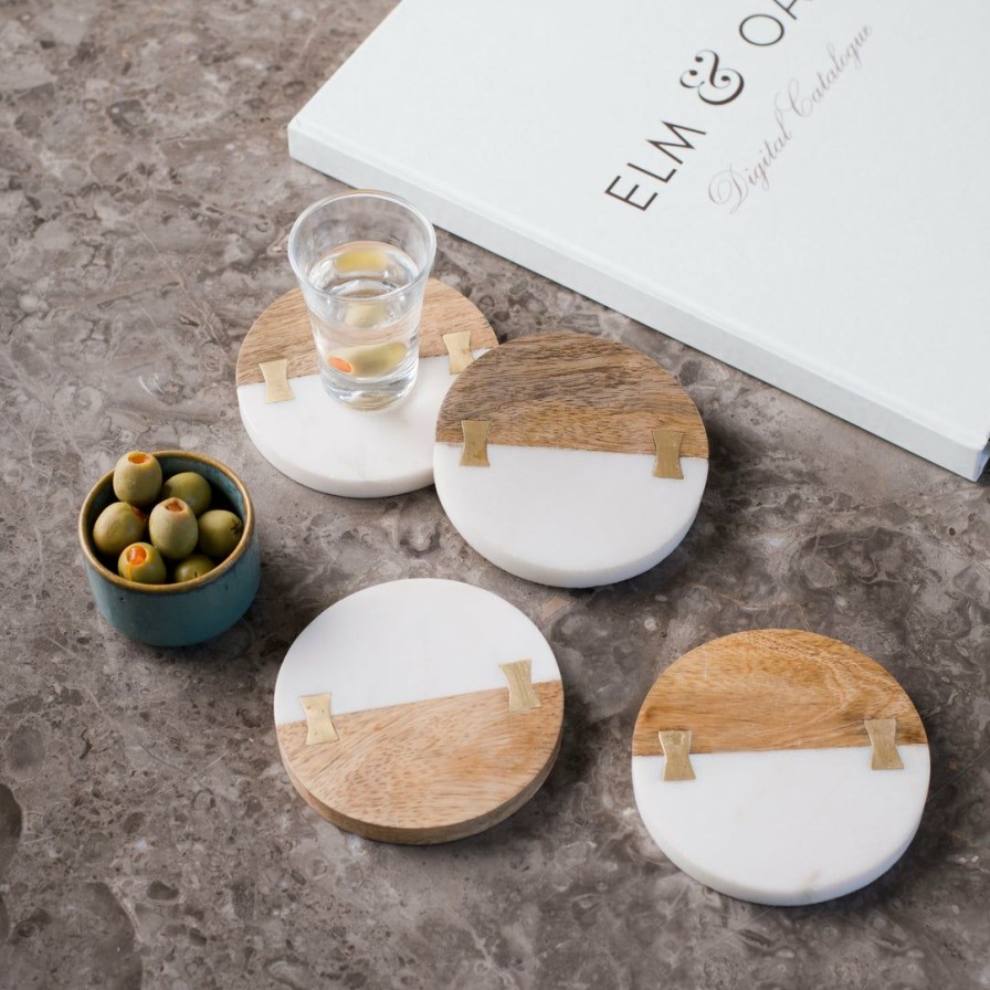 Barware * | Elm & Oak Reine Coasters (Set Of 4)