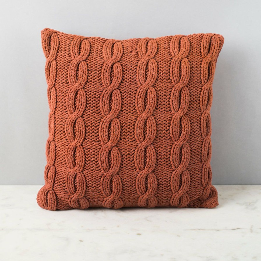 Textiles * | Elm And Oak Rosewood Cable Knit Cushion