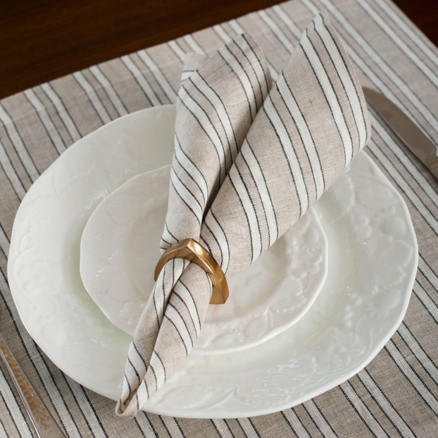 Textiles * | Elm & Oak Brooks Striped Napkins (Set Of 4)