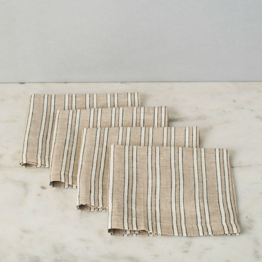 Textiles * | Elm & Oak Brooks Striped Napkins (Set Of 4)