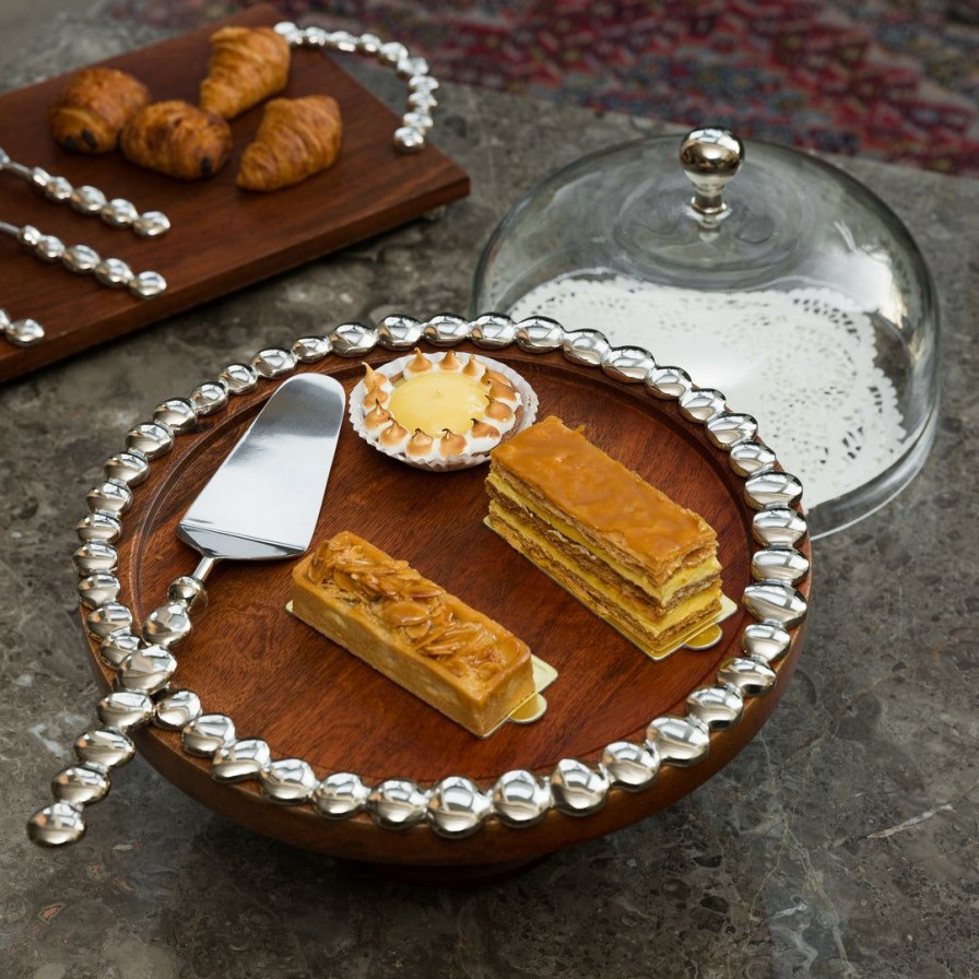 Table Top * | Elm And Oak Table Top Silver Pebble Cake Stand With Glass Dome