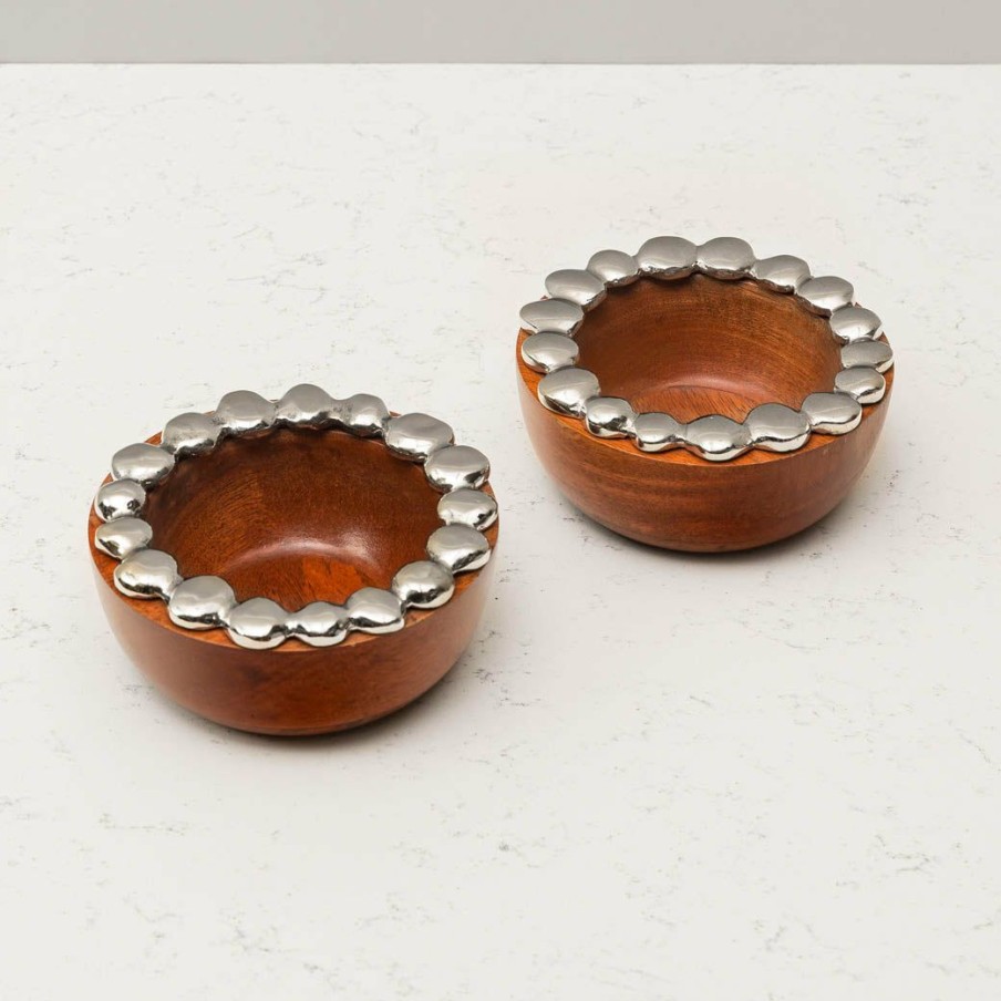 Table Top * | Elm And Oak Silver Pebble Condiment Bowl (Set Of 2) Table Top