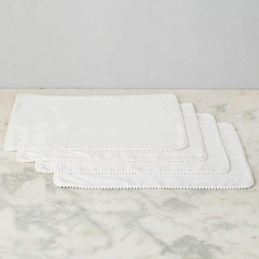 Textiles * | Elm & Oak Chloe White Placemats (Set Of 4) Textiles