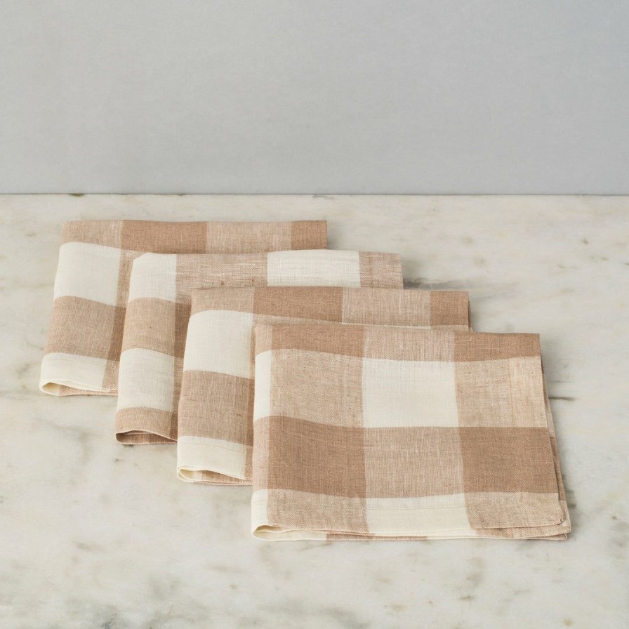 Textiles * | Elm & Oak Textiles Salento Checkered Napkins (Set Of 4)