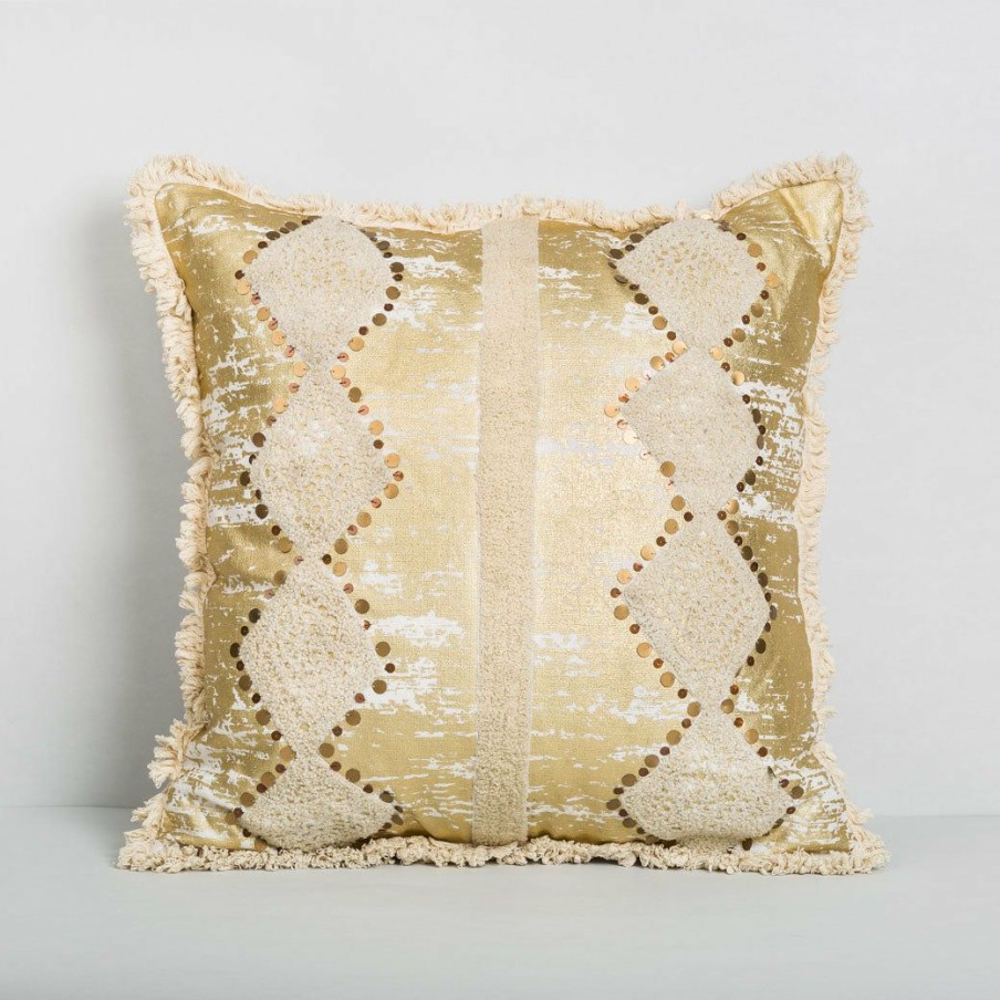 Textiles * | Elm And Oak Honey Gold Foil Printed Cushion