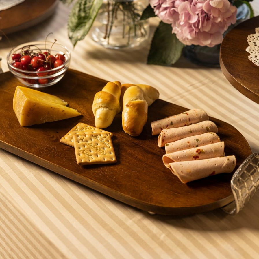 Table Top * | Elm & Oak Embossed Honeybee Wooden Oval Tray