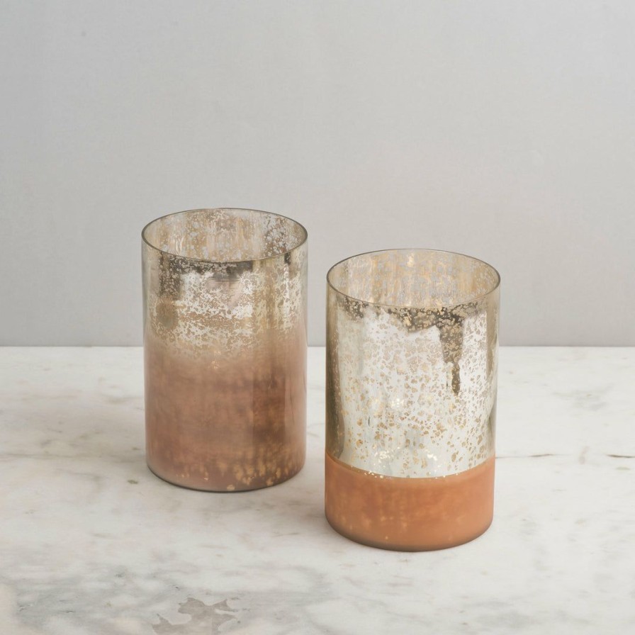 Table Top * | Elm & Oak Cecilia Blush Ombre Pillar Candle Holders (Set Of 2)