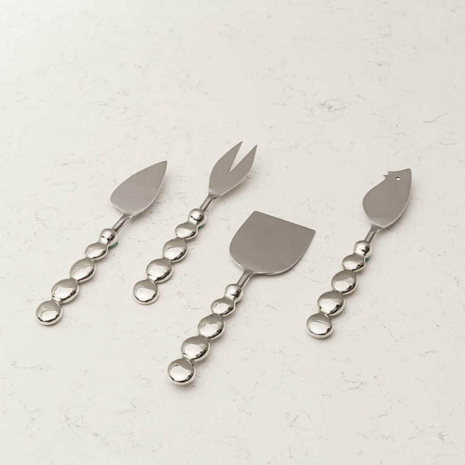 Flatware * | Elm And Oak Silver Pebble Cheese Set (Set Of 4) Flatware