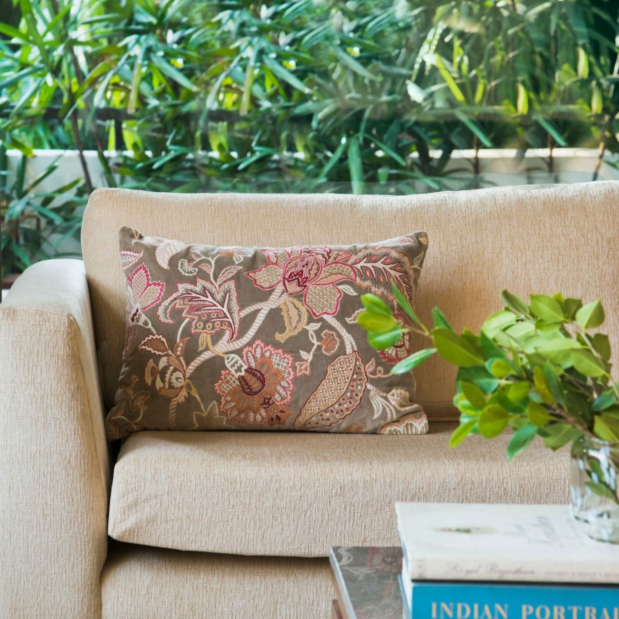 Textiles * | Elm And Oak Sarah Embroidered Cushion