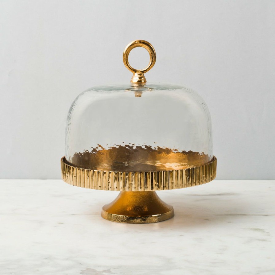 Table Top * | Elm & Oak Table Top Murano Tiered Cake Stand And Dome