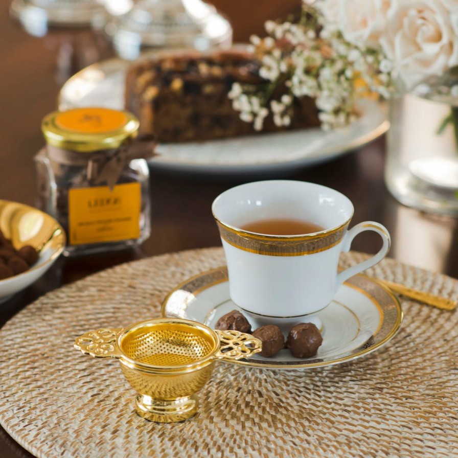 Table Top * | Elm & Oak English Tea Strainer And Bowl Set