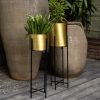 Table Top * | Elm & Oak Antique Brass Finish Planters (Set Of 2) Accessories