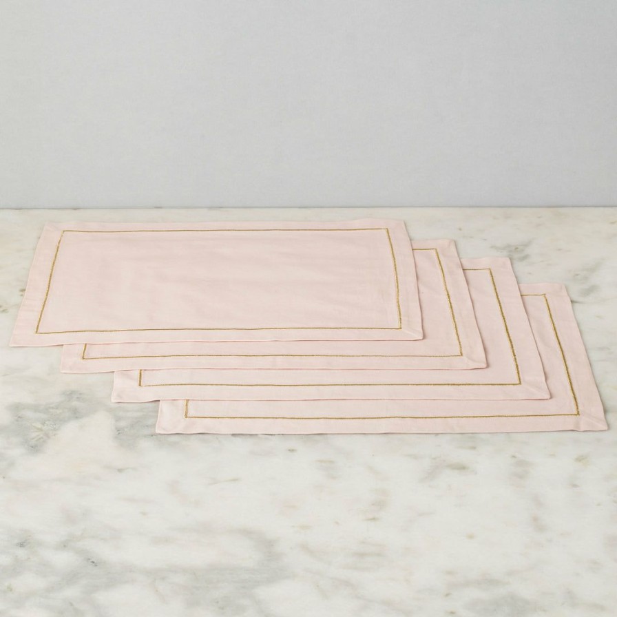 Textiles * | Elm & Oak Serena Pink Placemats (Set Of 4) Textiles