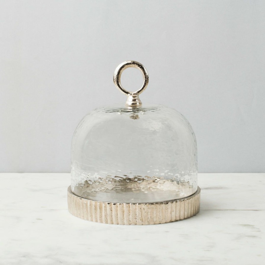 Table Top * | Elm & Oak Murano Glass Cloche Nickel (Small) Table Top