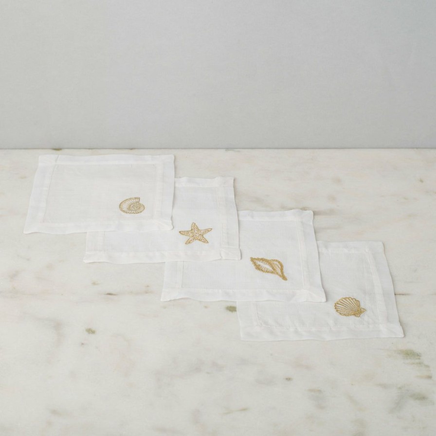 Textiles * | Elm & Oak Textiles Marine Cocktail Napkins (Set Of 4)