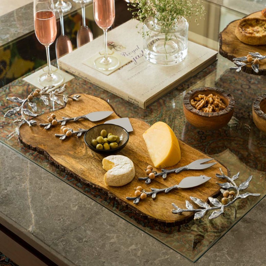 Table Top * | Elm And Oak Table Top Rustic Bark Cheese Platter