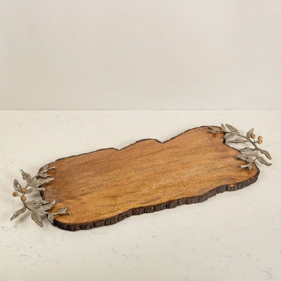 Table Top * | Elm And Oak Table Top Rustic Bark Cheese Platter