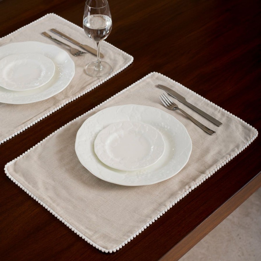 Textiles * | Elm & Oak Chloe Taupe Placemats (Set Of 4) Textiles