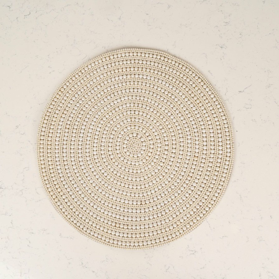 Textiles * | Elm And Oak Silver Moon Beaded Placemat