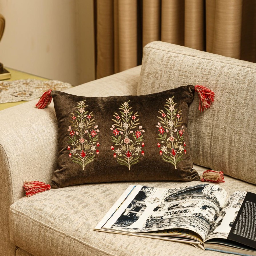 Textiles * | Elm And Oak Chinar Embroidered Cushion