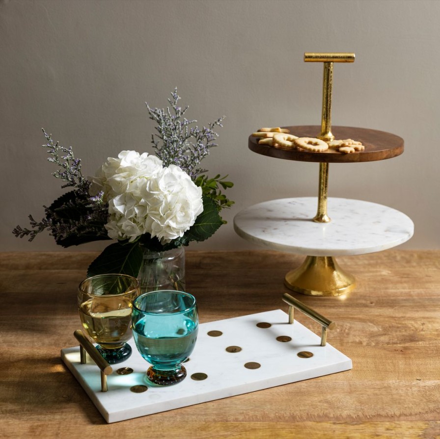 Table Top * | Elm & Oak Table Top Polka Dot Marble Inlay Tray