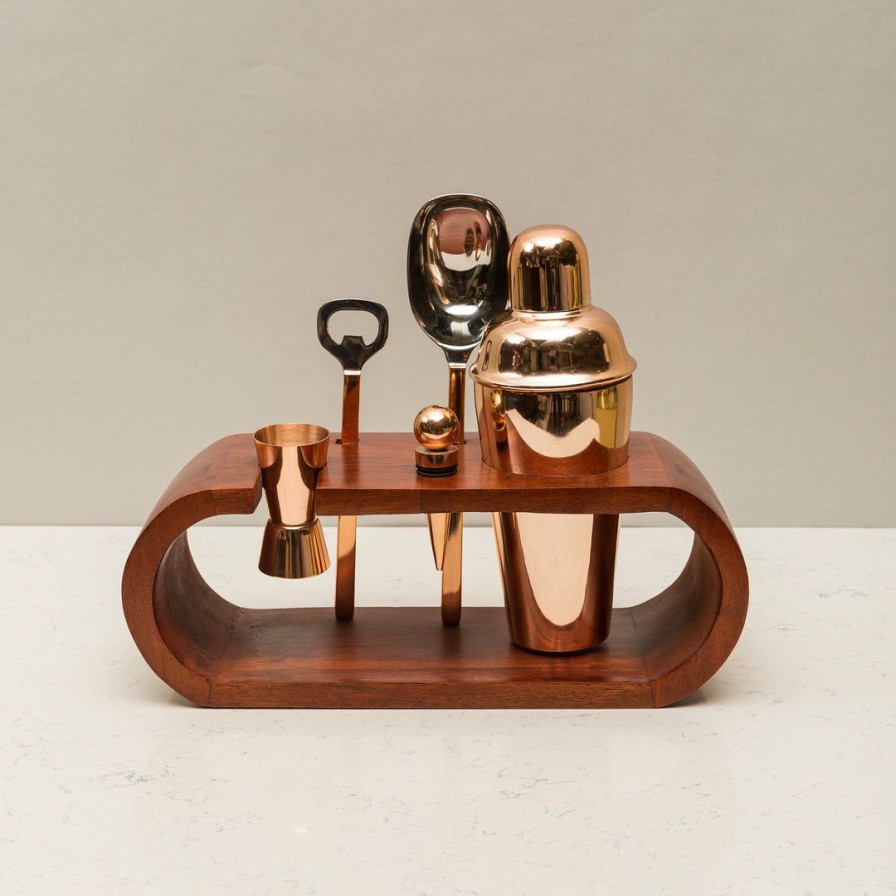 Barware * | Elm And Oak Rose Gold Wooden Stand