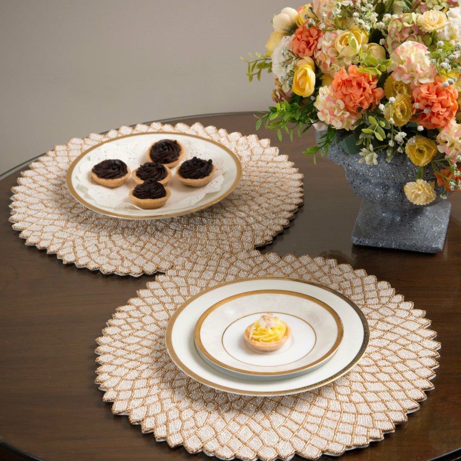 Textiles * | Elm & Oak Dahlia Beaded Placemat