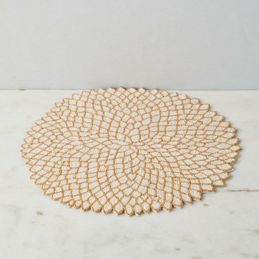 Textiles * | Elm & Oak Dahlia Beaded Placemat