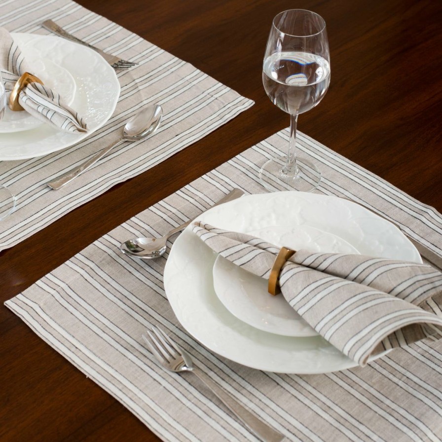 Textiles * | Elm & Oak Brooks Striped Placemats (Set Of 4) Textiles