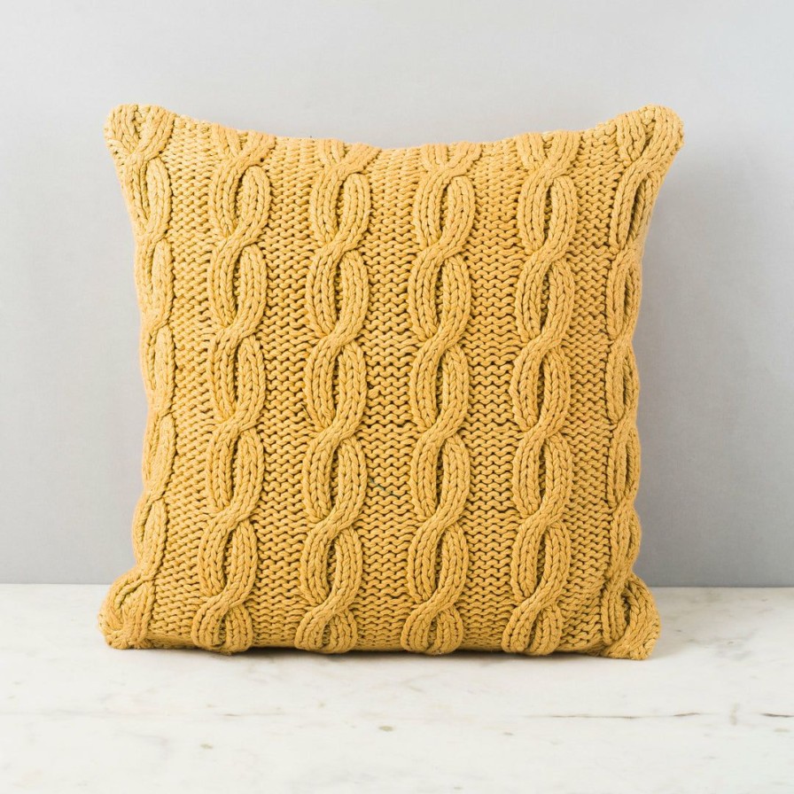 Textiles * | Elm And Oak Champagne Beige Cable Knit Cushion