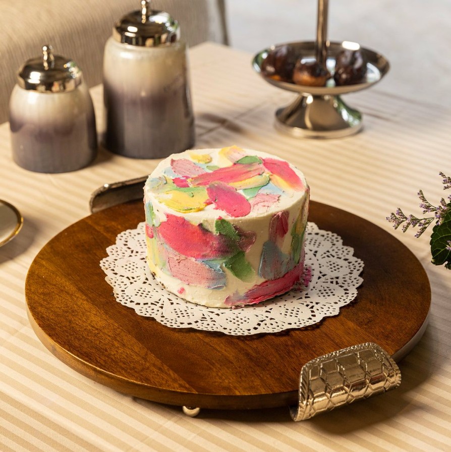 Table Top * | Elm & Oak Embossed Honeybee Wooden Round Tray