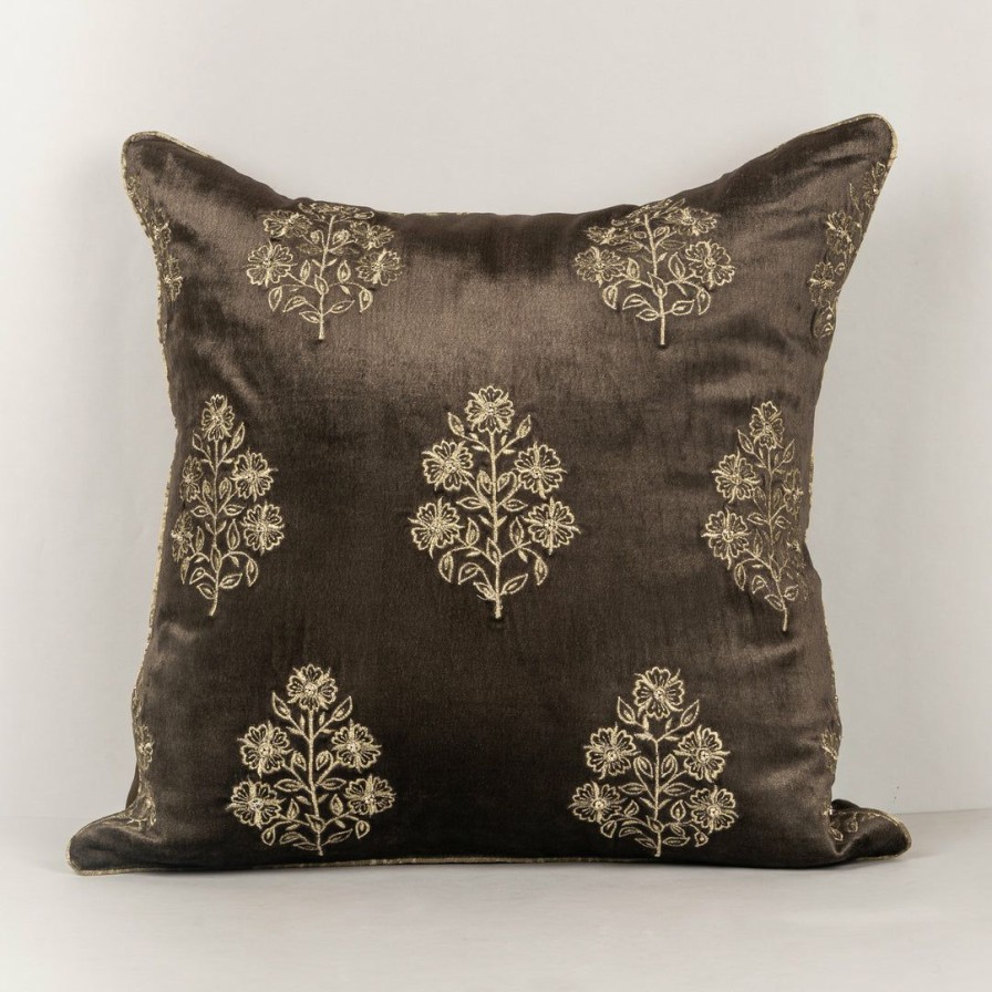 Textiles * | Elm And Oak Amaltas Embroidered Cushion Textiles