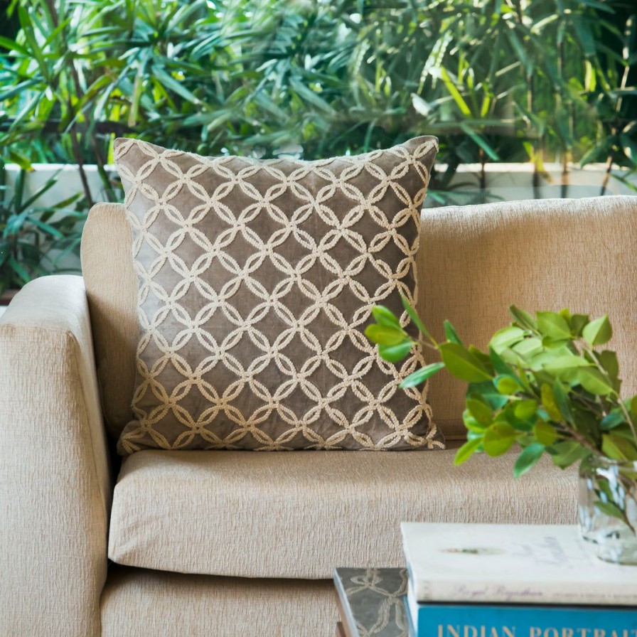 Textiles * | Elm And Oak Anastasia Embroidered Cushion